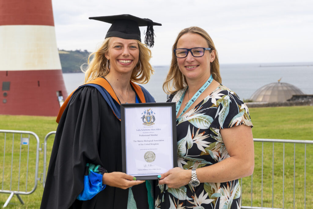 MBA Prize Winner for 2024 Leila Scheltema with Head of Engagement Maya Plass. Photo by the University of Plymouth.